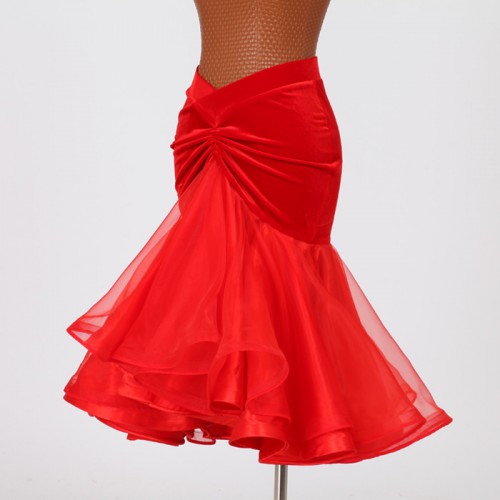 Black red velvet women Ballroom Dress Sale Latin Dance Dress For  Costumes Womens Ballroom Tango Rumba Cha Samba Skirts